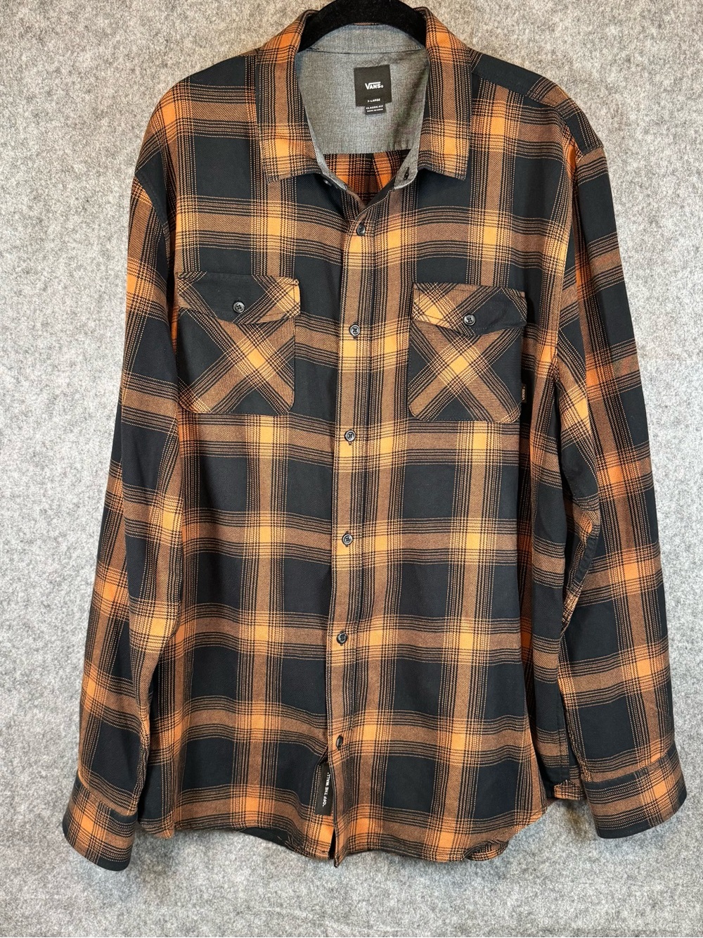Vans Monterey III Plaid Flannel Shirt Black Orange Men’s XL